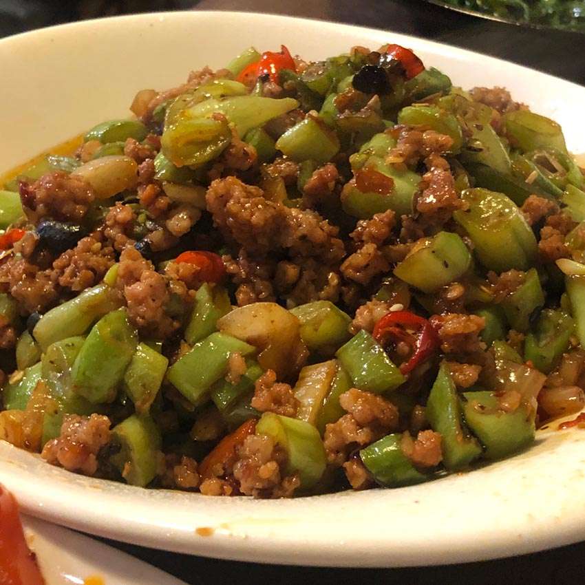 fagiolini con carne piccante